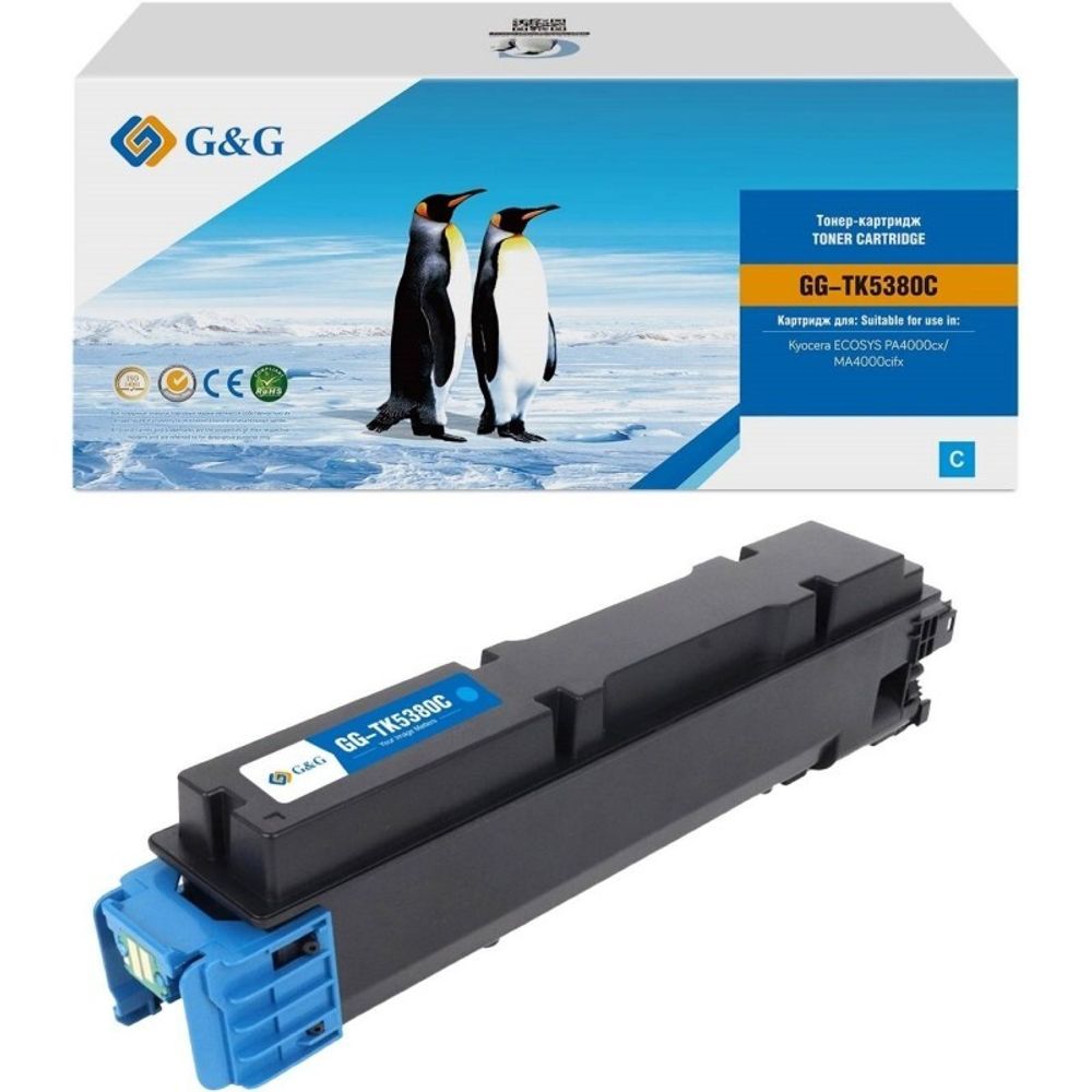 Тонер-картридж G&amp;G, аналог Kyocera TK-5380C для ECOSYS PA4000/MA4000 голубой (10k)