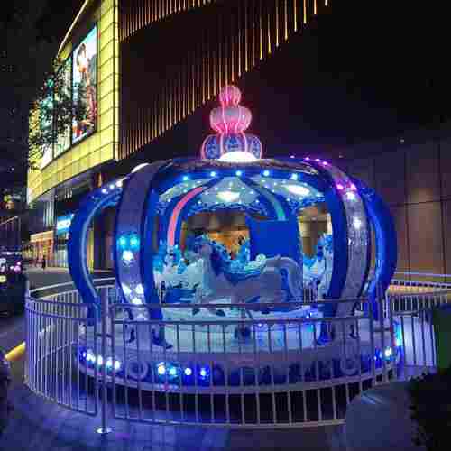 Детская электрическая карусель «Снежная корона» синяя, 12 мест