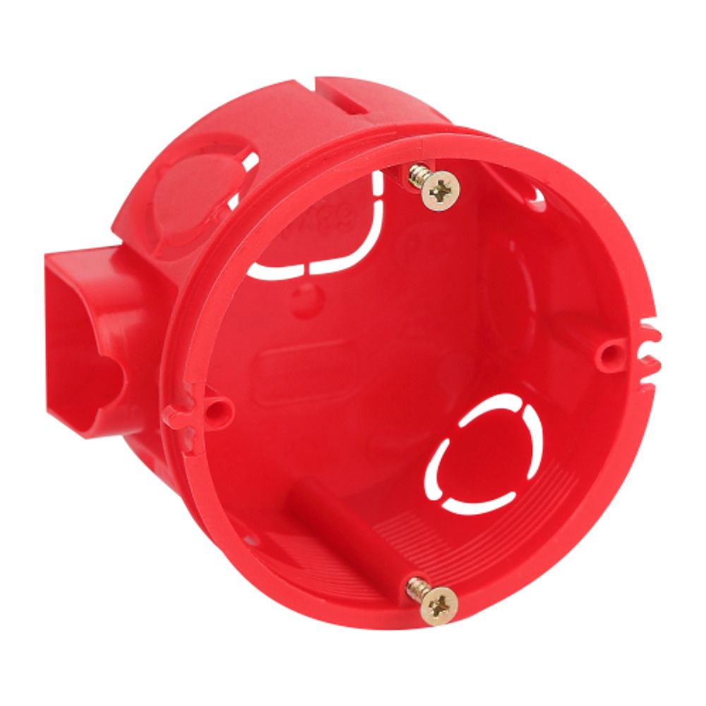 Коробка установочная ЭРА KUTS-68-42-s-red красная 68х42мм усиленная для твердых стен саморезы стыковочные узлы IP20 | Коробки монтажные установочные для твердых стен