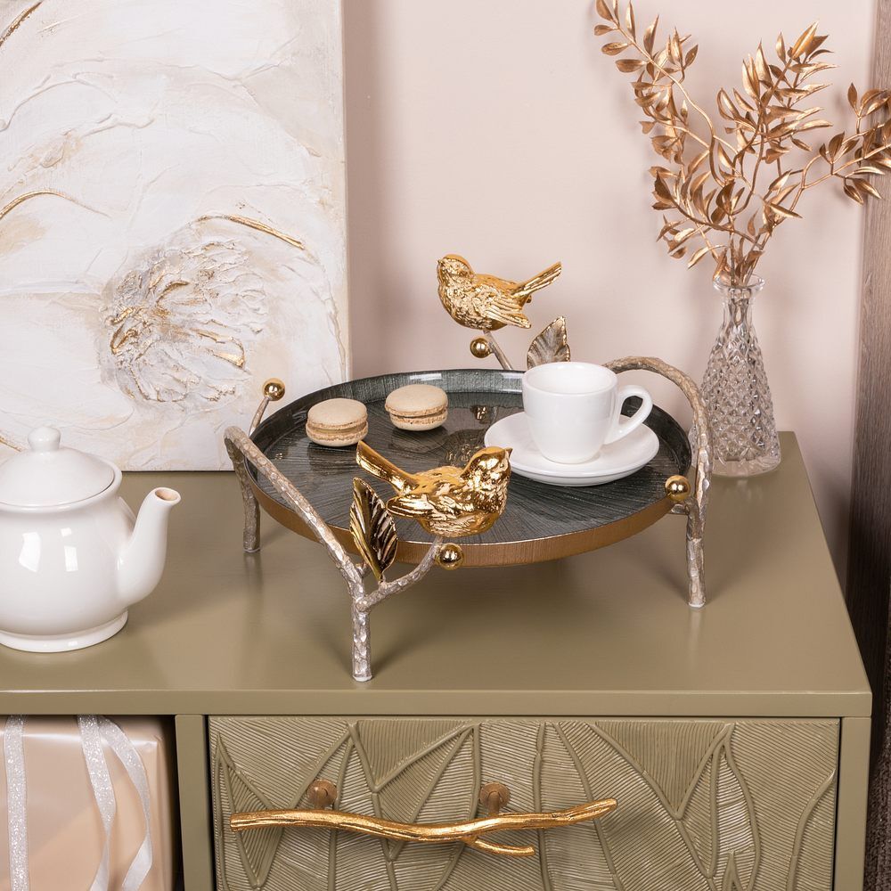 Фруктовница-конфетница Терра (поднос) Айвори Зеленый