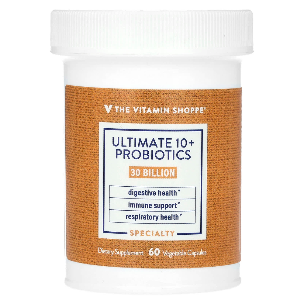 The Vitamin Shoppe, Ultimate 10+, пробиотики, 30 млрд КОЕ, 60 растительных капсул