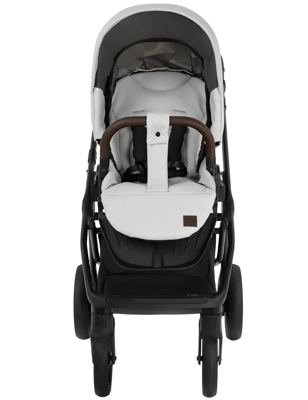 Детская коляска Roan Esso Кожа 3 в 1 с автокреслом Pituso Baesa Pro Black ESSK/215/1 White/Black/руч.Тем.коричневый