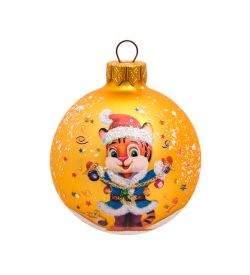 НФШ-1528 Ел.украшение Шар «Тигренок» 65 мм