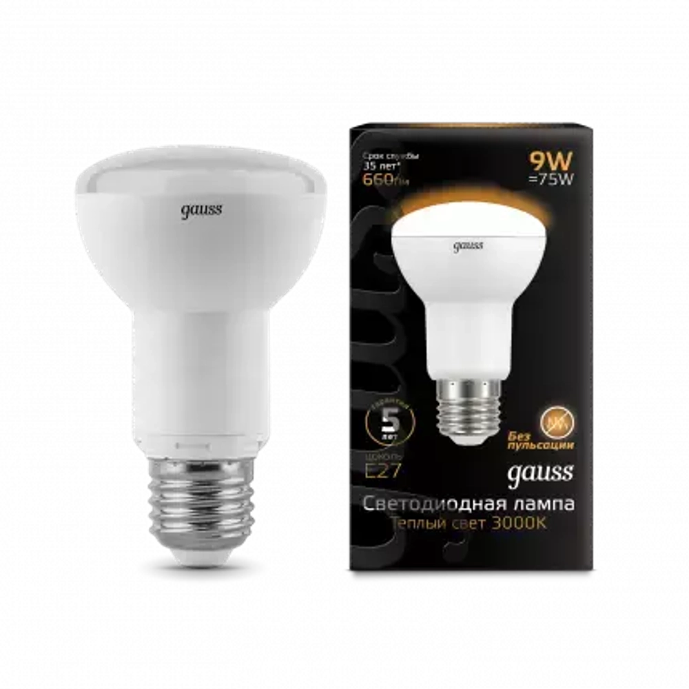 Лампа Gauss LED R63 9W E27 660lm 3000K 106002109