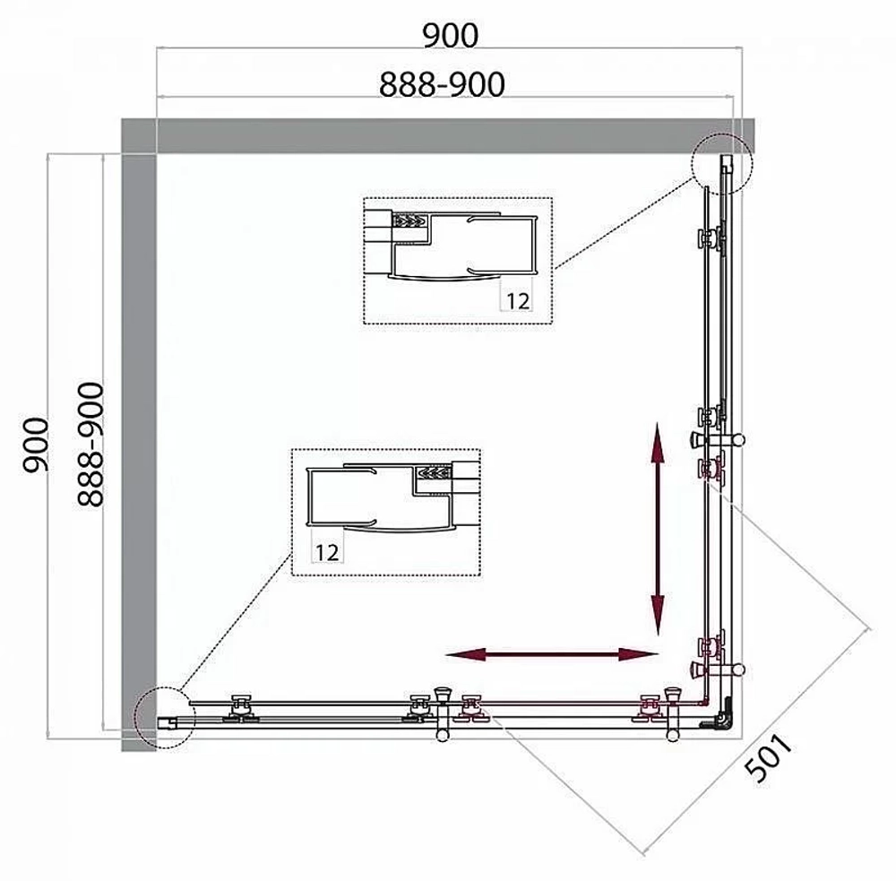 Душевой уголок BelBagno UNO 195-A-2-90 стекло матовое