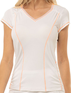 Женская теннисная футболка Lucky in Love Eyelet Go Rib Uplift T-Shirt Women - White