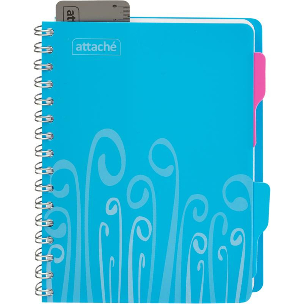 Бизнес-тетрадь А5,140 л,пласт обл, с разд,спир,ATTACHE FANTASY,голуб