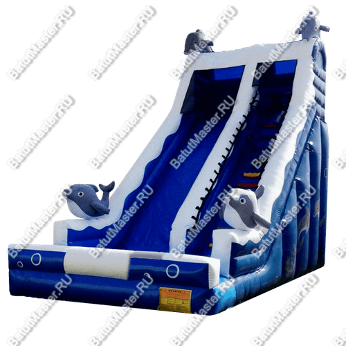 Надувной батут-горка "Путешествие дельфинов", 7,5*4*6 м