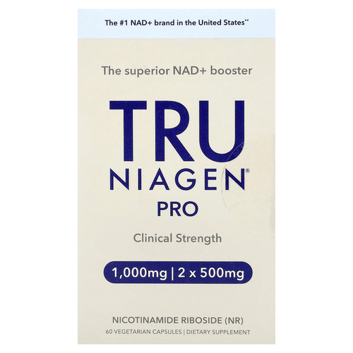 Tru Niagen, Pro, никотинамид рибозид, 60 вегетарианских капсул (500 мг в 1 капсуле)