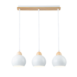 Подвесной светильник 3х40Вт Е27, металл/дерево/пластик, белый/дерево