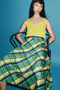 ZARA ЮБКА МИДИ В КЛЕТКУ — ZW COLLECTION, РАЗНОЦВЕТНЫЙ