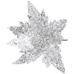 Украшение новогоднее «Пуансеттия - Царица ночи» 24 см, Серебро