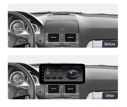 Магнитола для Mercedes-Benz C W204 2007-2011 (взамен перчаточного ящика) - Teyes LUX ONE ROUND монитор 12.3" 2K QLED на Android 10, CarPlay, 4G SIM-слот