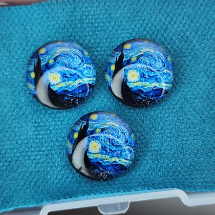 Принт, 16мм, круглый, стеклянный кабошон