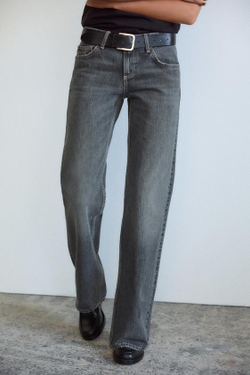 ZARA ДЖИНСЫ TRF WIDE-LEG С НИЗКОЙ ПОСАДКОЙ, АНТРАЦИТОВО-СЕРЫЙ