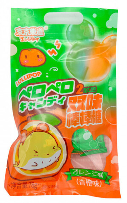 Конфета леденцовая на палочке Lolli Pop с двойным вкусом апельсина Guangdong, 78г,