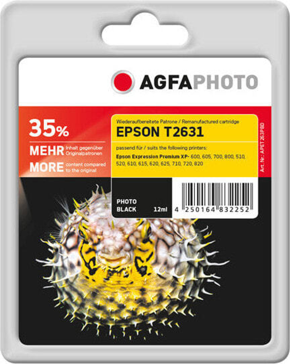 Картридж струйный черный 1 шт AgfaPhoto Holding GmbH APET263PBD