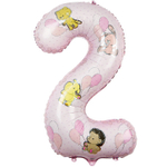 Шар Фольгированный Цифра 2 Зверюшки с шарами девочке (Розовый)