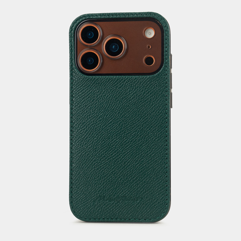 Чехол-накладка для iPhone 17 Pro Max из кожи сафьяно, зеленого цвета