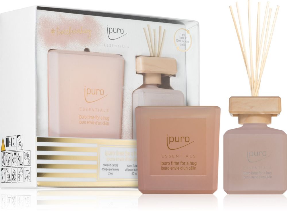 ipuro Time For a Hug Aroma diffuser 50 мл + Time For a Hug scented candle 125 г Essentials Time For A Hug
