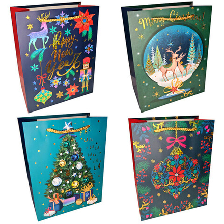 Пакет подар. бум. новогодн. 18*23*10 см 210 гр/м2 "Новогодний" микс дизайнов