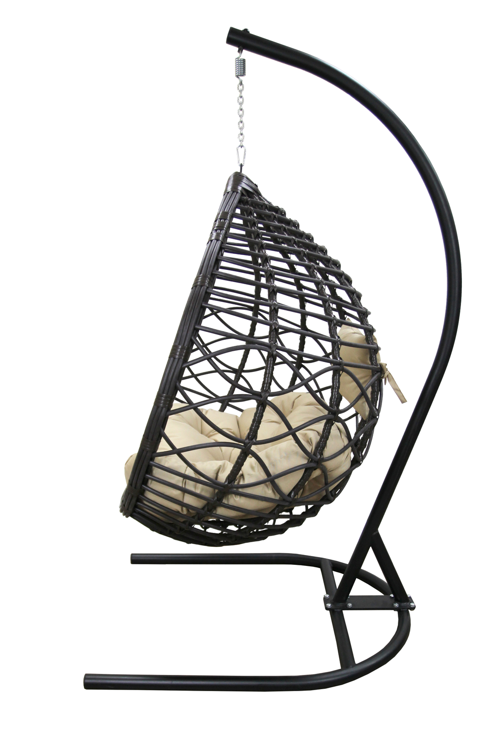 Кресло подвесное Вирджиния арт.D3414-МТ003 (стойка+основание.черн.,корзн.темн-корич.,подуш.беж. 3уп. (В))