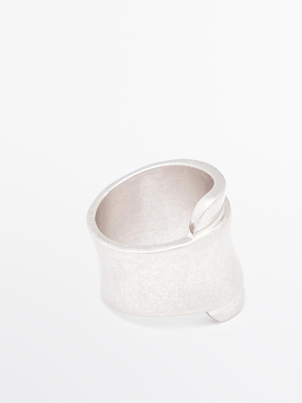 Massimo Dutti Кольцо с деталью миндалевидной формы, серебряный