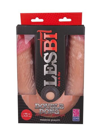 Двусторонний фаллоимитатор FLEX&FIX - 46 см. (Цвет: телесный)