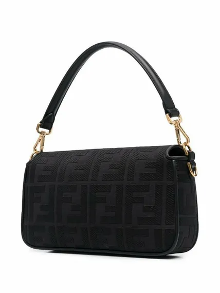 Сумка через плечо Fendi Baguette с логотипом FF черный