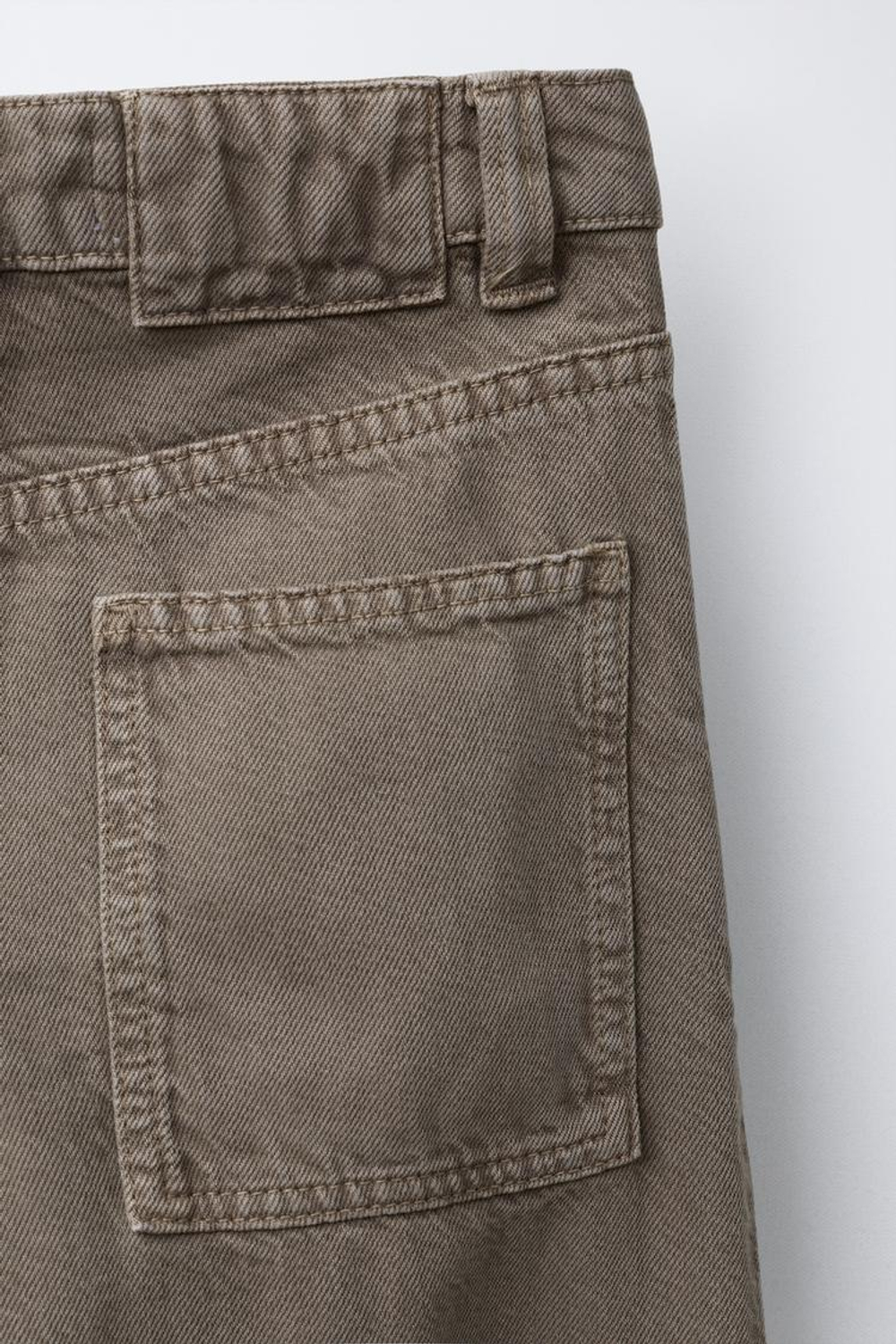 ZARA БРЮКИ RELAXED BAGGY ИЗ САРЖИ, СЕРОВАТО-КОРИЧНЕВЫЙ