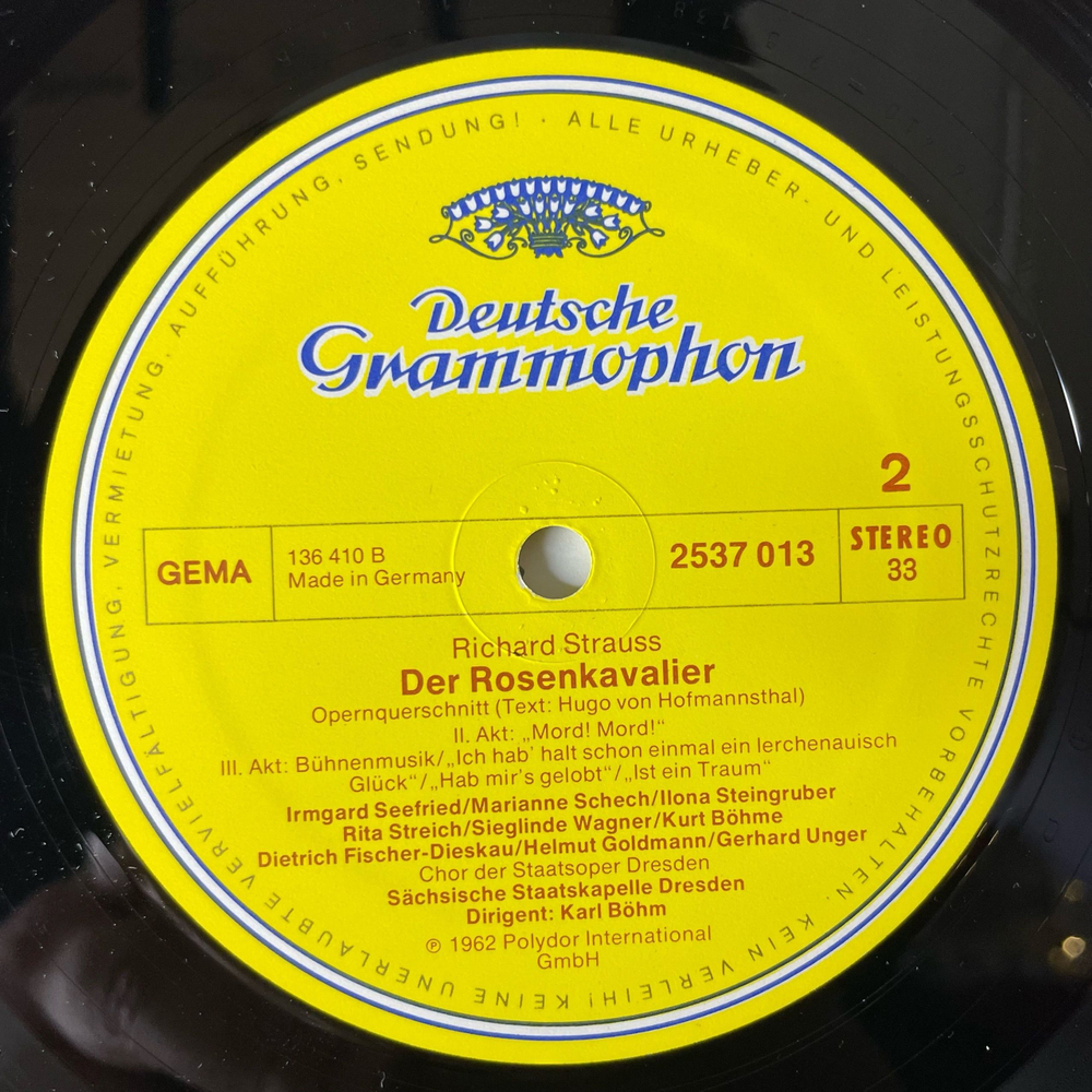 Винтажная виниловая пластинка LP Richard Strauss Штраус , Karl Bohm, Der Rosenkavalier Опера Кавалер Розы (Германия 1974) Deutsche Grammophon