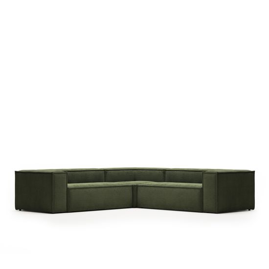 4-местный угловой диван Blok в зеленом толстом вельвете 290 x 290 см