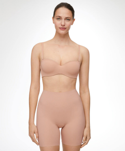 OYSHO Незаметные под одеждой высокие велосипедки Laser Cut, бежевый