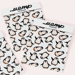 Ткань атлас пингвины