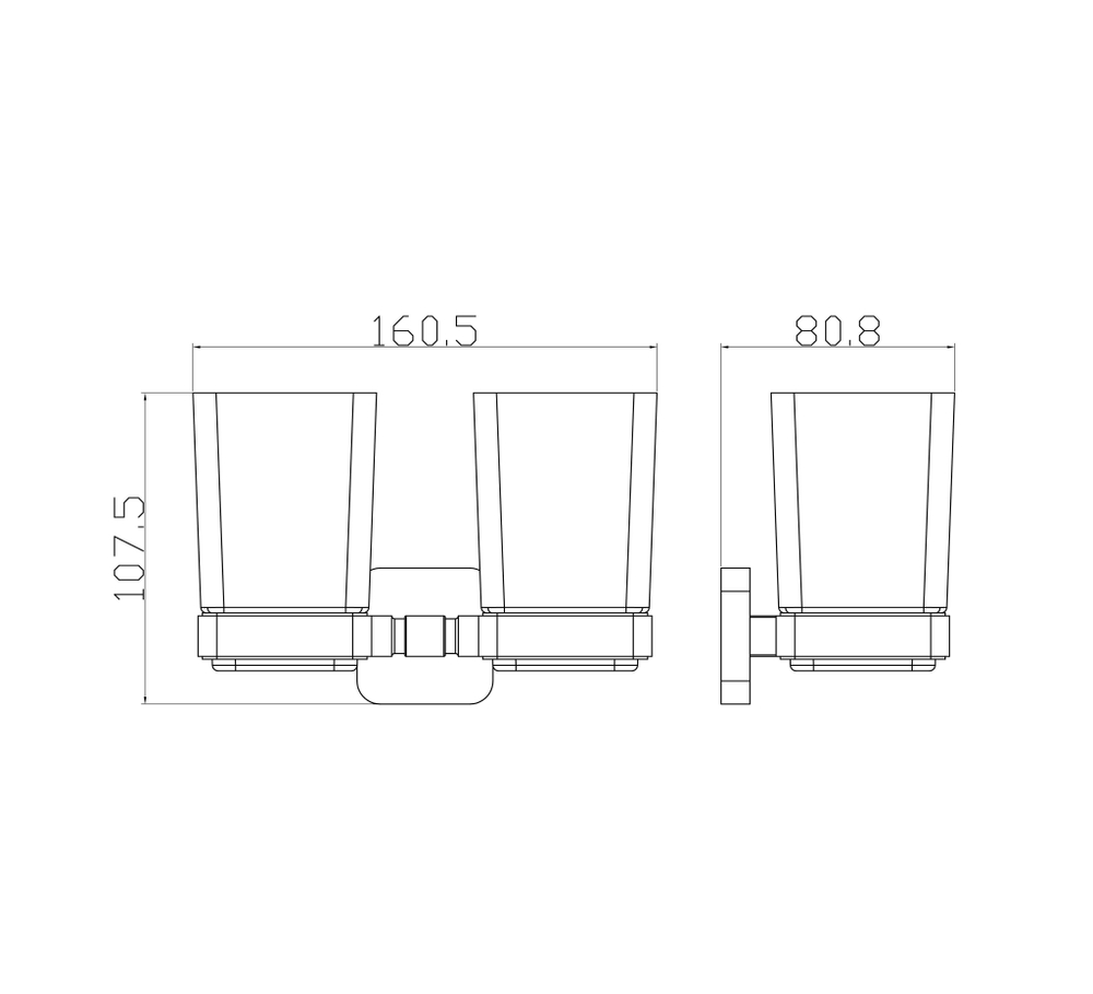 Два стакана для зубных щеток с держателем WONZON & WOGHAND STILL, Хром (WW-6628)