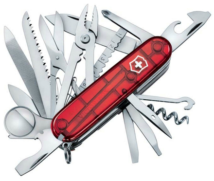 Нож Victorinox SwissChamp, 91 мм, 33 функции, полупрозрачный красный