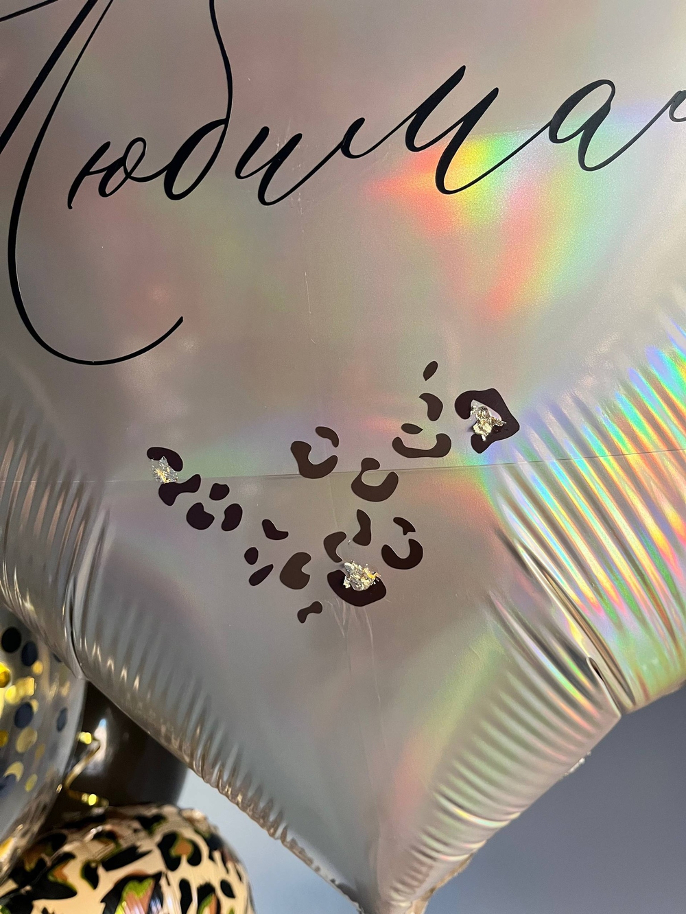 Набор воздушных шаров с стиле леопард черны/хром золото №3208