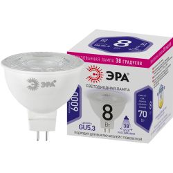 Лампа светодиодная ЭРА STD LED Lense MR16-8W-860-GU5.3 8Вт линзованная софит холодный белый свет GU5.3