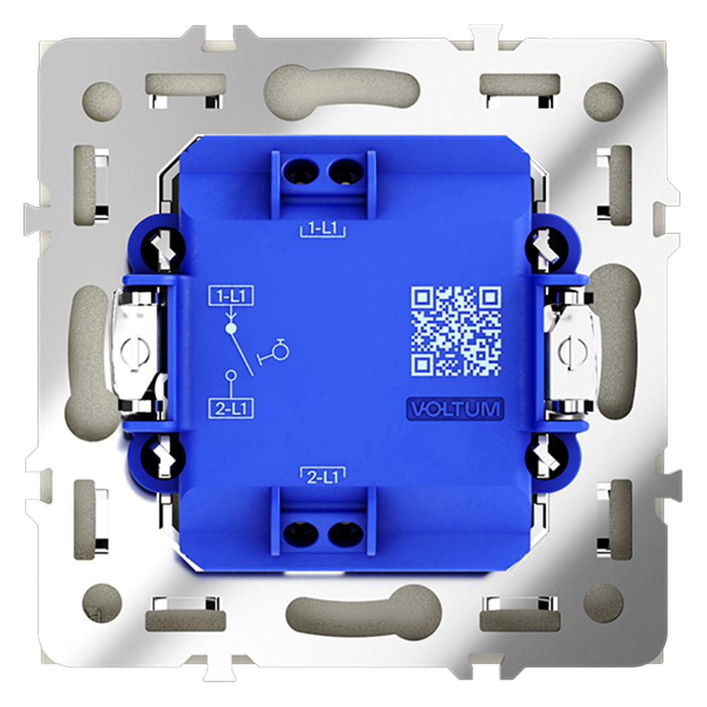 Выключатель с самовозвратом встраиваемый VOLTUM S70 одноклавишный 10А, (сталь)