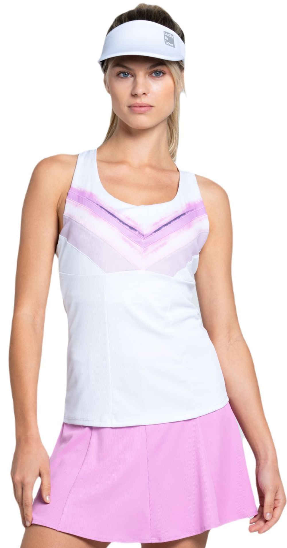 Женский топ теннисный Lucky in Love Mystic Petal Pink Racerback - белый