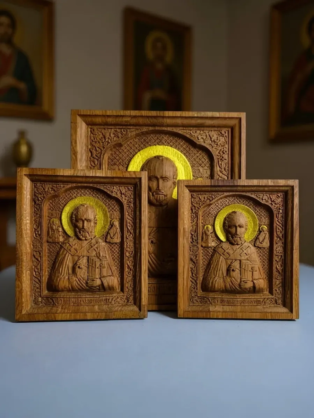 Освященная Икона Николая Чудотворца 31*26см., дуб