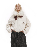 Куртка - бомбер с воротником из овчины