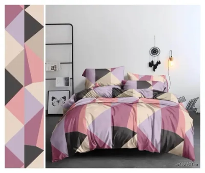 Постельное белье 1,5 полисатин Павлайн Треугольники розовые 102901аа