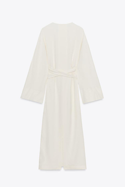 ZARA ПЛАТЬЕ МИДИ С ЗАВЯЗКАМИ — ZW COLLECTION, ЭКРЮ