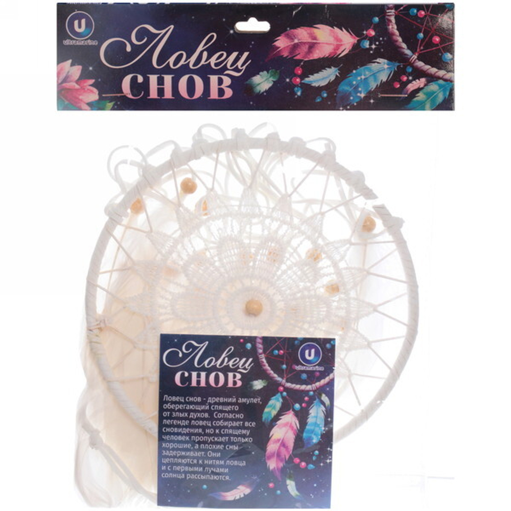 Украшение-оберег «Ловец Снов-Лайт» 16*55см цвет белый