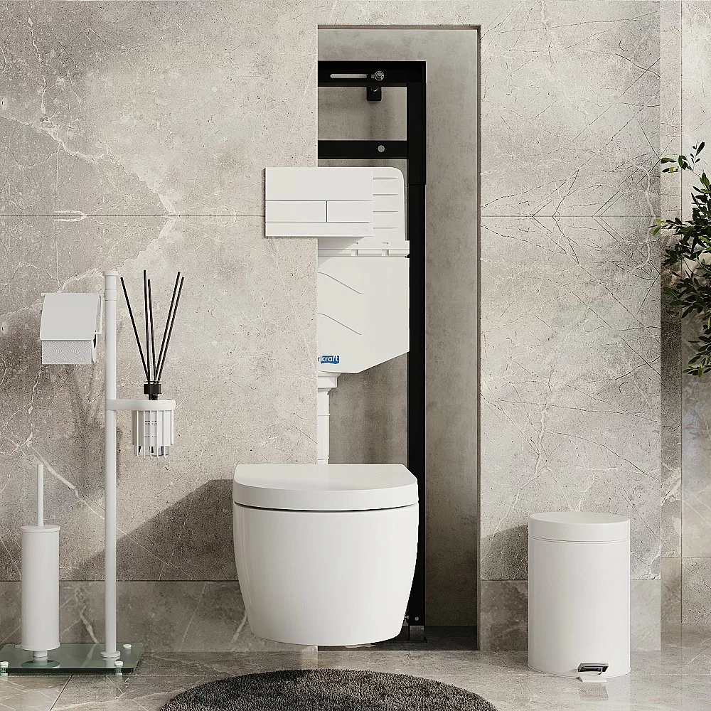 Инсталляция для унитаза WasserKraft Alme 15TLT.010.ME.WM04 с белой матовой кнопкой