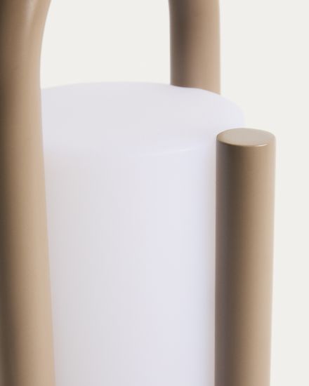 Портативная настольная лампа Leros из полиэтилена и стали бежевого цвета