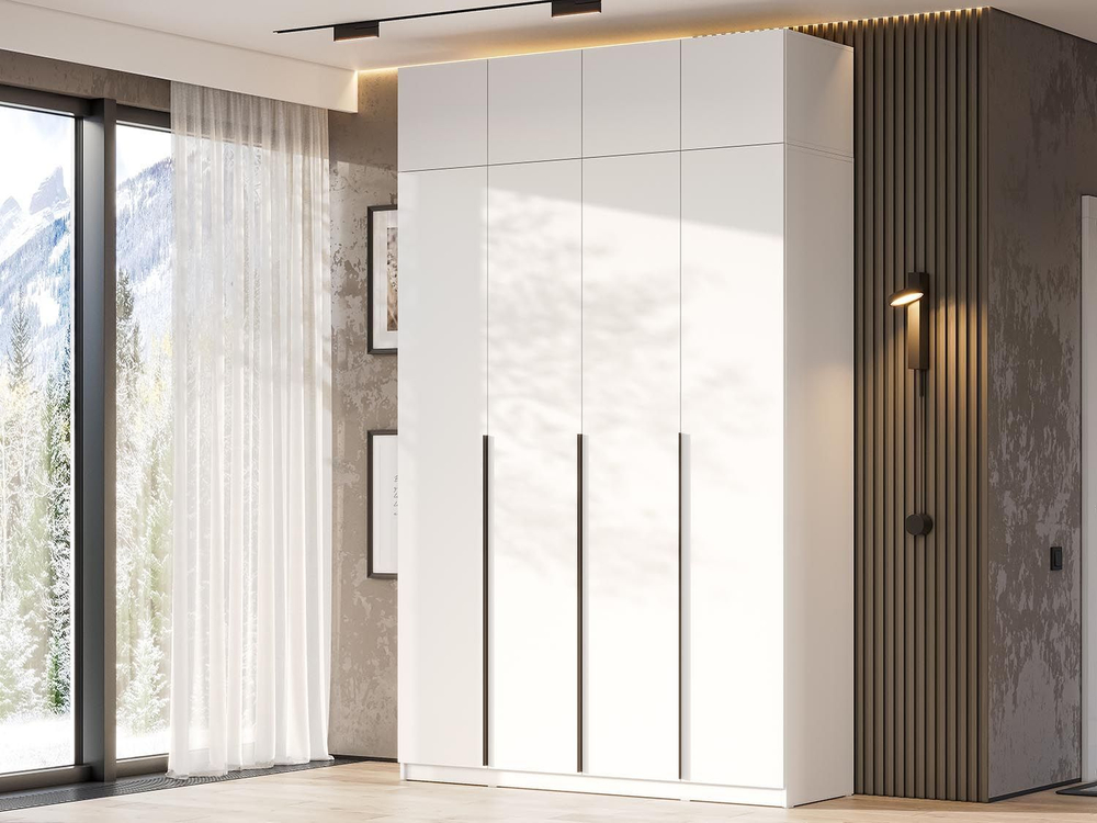 ШК 5 шкаф 1600 + антресоль + полки 2 комплекта + ящики 1 комплект / Белый