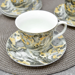 Чайный набор 12 предметов 230мл в круглой коробке "Черный мрамор" (100374)