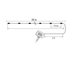 USL-S-128-PT30000 WARMWHITE DEW Садовая гирлянда на солнечной батарее Роса. 300 светодиодов. Теплый белый свет. 1xАА Ni-Mh аккумулятор в-к. IP44. TM Uniel
